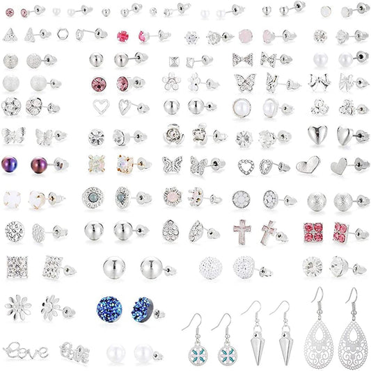 60 Pairs Earrings Set Stud Earrings for Women Assorted Earrings for Teens Girls Small Faux Pearl Mixed Color Flower Cute Earring Set Fashion Jewelry Birthday Gifts (Style 02) Apparel & Accessories > Jewelry > Earrings OATHYAN   