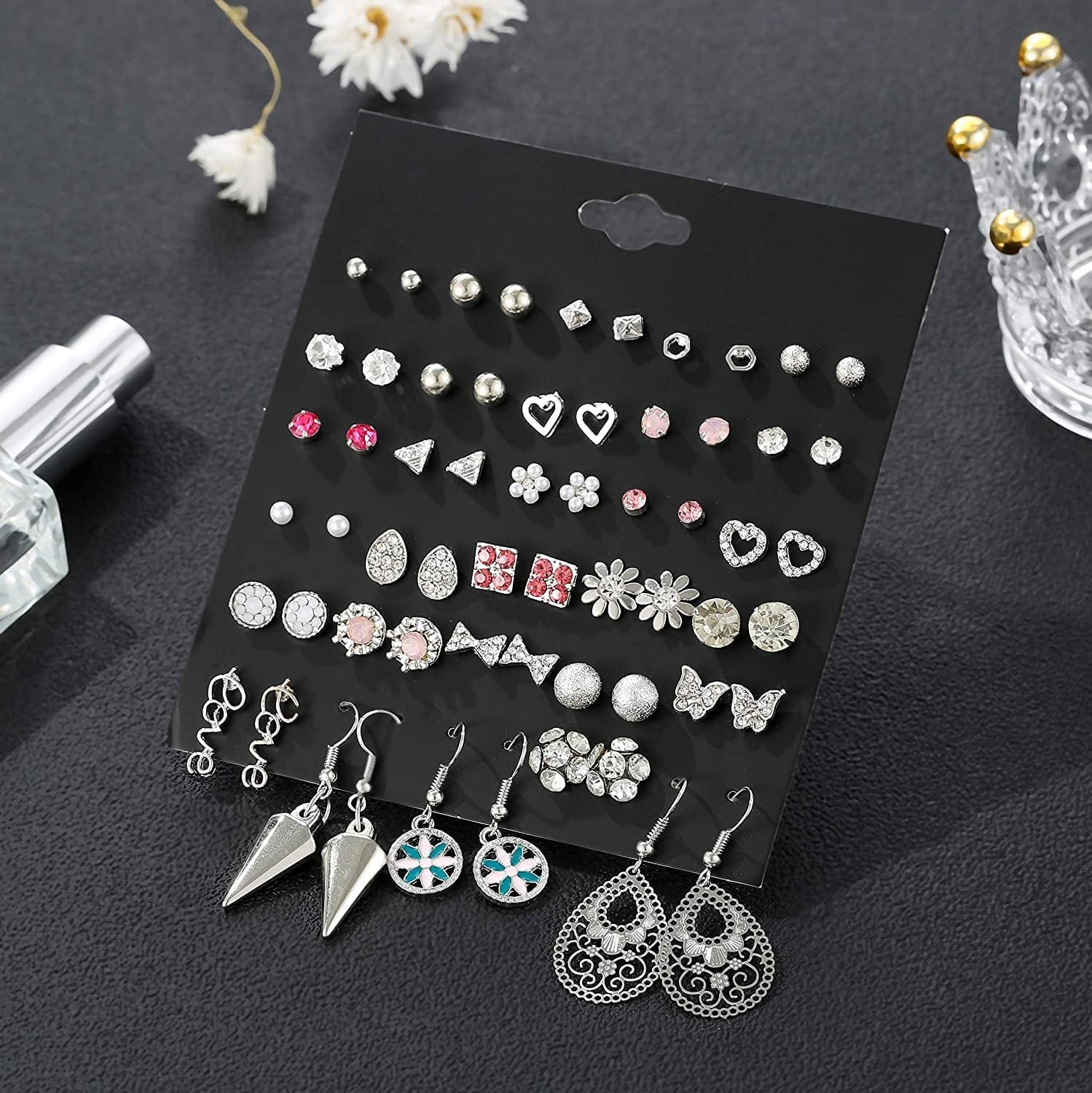 60 Pairs Earrings Set Stud Earrings for Women Assorted Earrings for Teens Girls Small Faux Pearl Mixed Color Flower Cute Earring Set Fashion Jewelry Birthday Gifts (Style 02) Apparel & Accessories > Jewelry > Earrings OATHYAN   