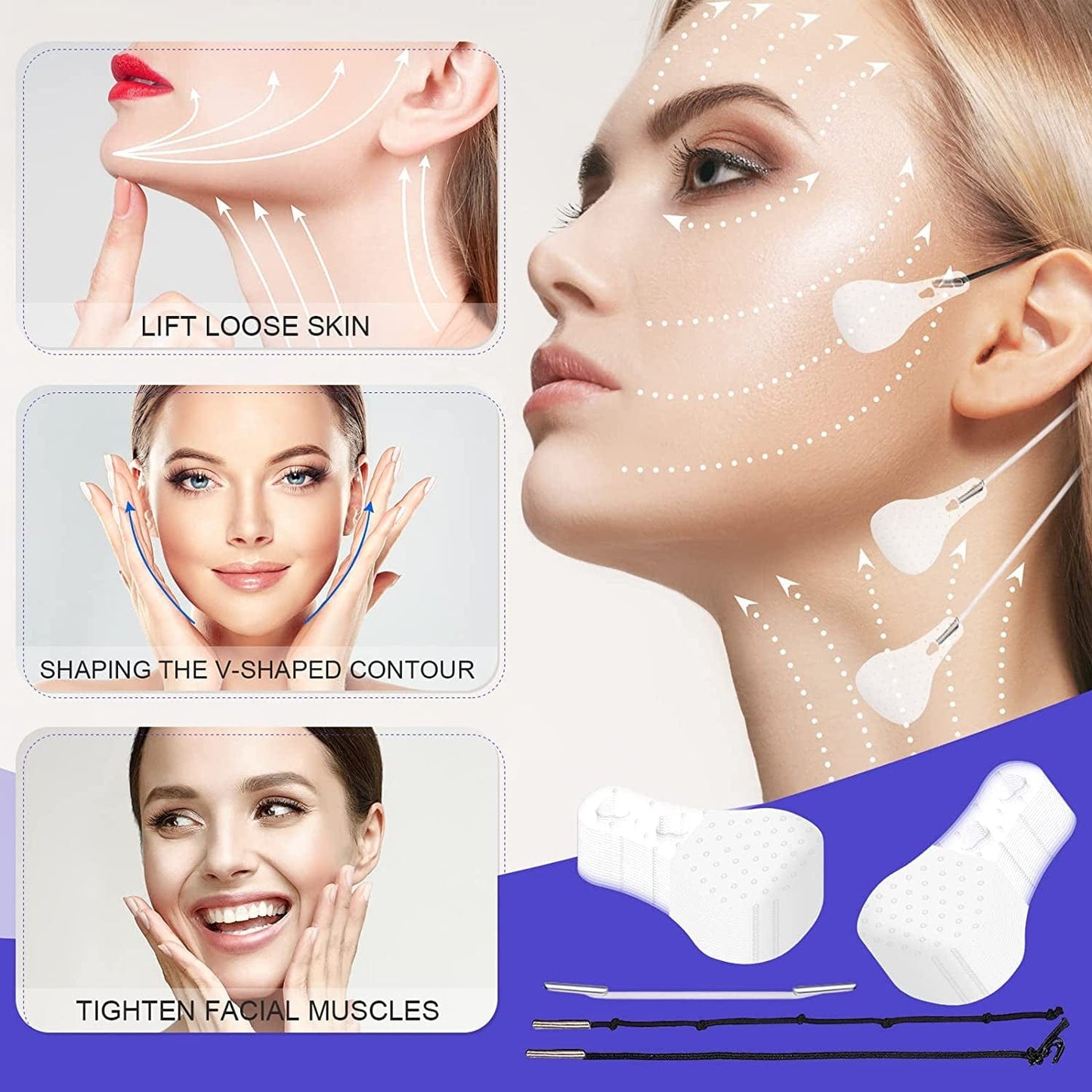 60 PCS Face Lift Tape, V-Line Face Tape Lifting Invisible, Face Lift Tools for Reducing Double Chin, Hiding Wrinkles and Lifting Saggy Skin Health & Beauty > Personal Care > Cosmetics > Cosmetic Tools > Skin Care Tools Feulover   