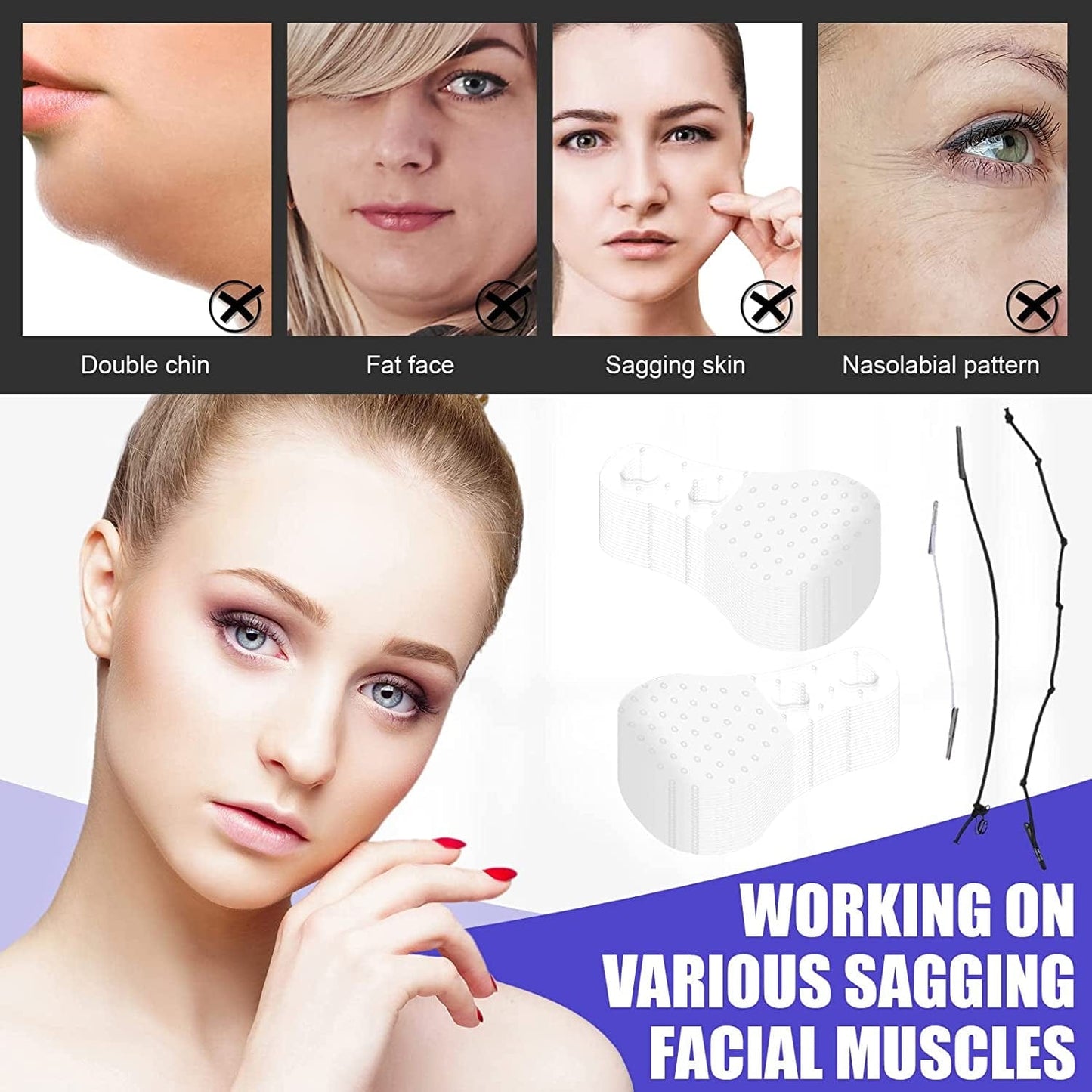 60 PCS Face Lift Tape, V-Line Face Tape Lifting Invisible, Face Lift Tools for Reducing Double Chin, Hiding Wrinkles and Lifting Saggy Skin Health & Beauty > Personal Care > Cosmetics > Cosmetic Tools > Skin Care Tools Feulover   