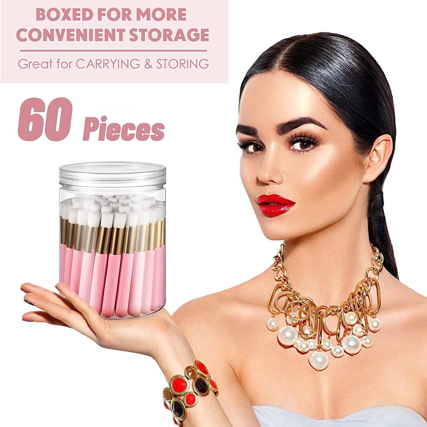 60 Pieces Lash Shampoo Brushes with Container, Eyelash Extension Cleansing Brush Nose Pore Cleaning Brush Peel off Blackhead Removing Tool Cosmetic Lash Cleanser Facial Cleansing Brushes (Pink) Health & Beauty > Personal Care > Cosmetics > Cosmetic Tools > Makeup Tools Patelai   