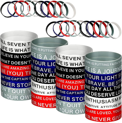 60 Pieces Motivational Quote Rubber Wristbands Colored Inspirational Silicone Bracelets Stretch Unisex Wristbands for Women Men Teen Gifts, 20 Styles Apparel & Accessories > Jewelry > Bracelets Sumind Cool Colors  
