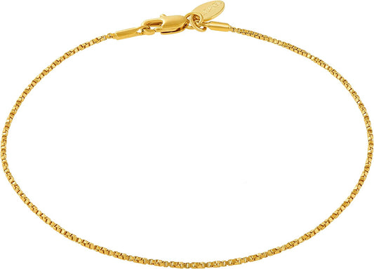 LIFETIME JEWELRY Twisted Box Chain Anklet for Women and Men 24K Real Gold Plated Apparel & Accessories > Jewelry > Anklets Lifetime Products Group Gold 11.0 Inches 