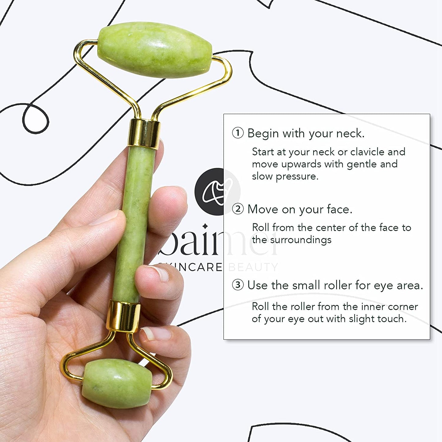BAIMEI Jade Roller & Gua Sha Set Face Roller and Gua Sha Facial Tools for Skin Care Routine and Puffiness-Green Health & Beauty > Personal Care > Cosmetics > Cosmetic Tools > Skin Care Tools BAIMEI   