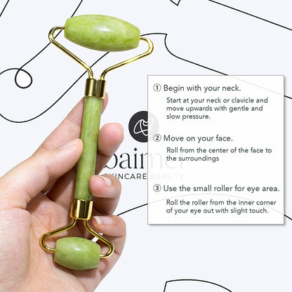 BAIMEI Jade Roller & Gua Sha Set Face Roller and Gua Sha Facial Tools for Skin Care Routine and Puffiness-Green Health & Beauty > Personal Care > Cosmetics > Cosmetic Tools > Skin Care Tools BAIMEI   