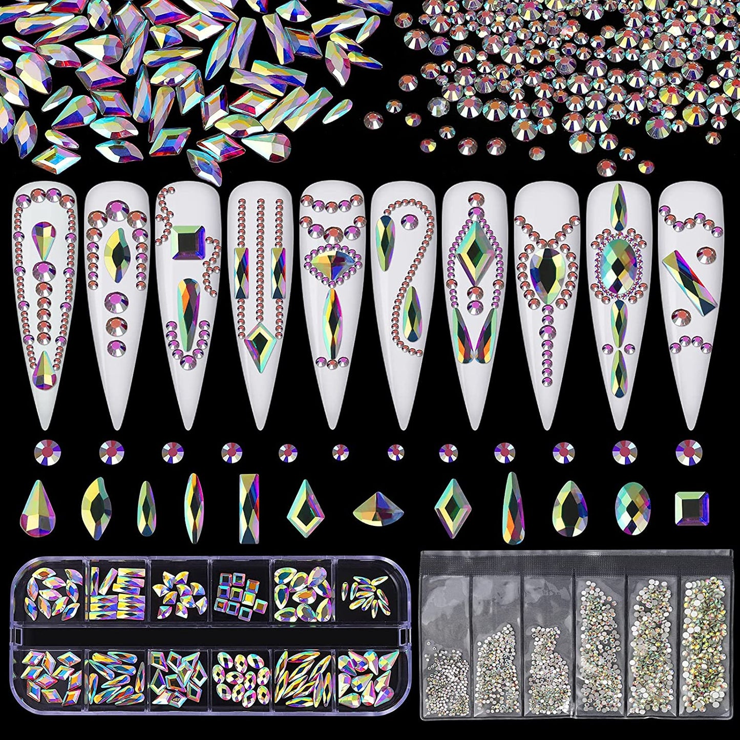 Artdone Nail Art Rhinestones 5000Pcs+2000Pcs+1728Pcs+120Pcs Multi Shapes Glass Crystal AB Rhinestones for Nail Gems with Tools and Nail Rhinestone Glue Nail Decoration and Accessories Kit. Health & Beauty > Personal Care > Cosmetics > Cosmetic Tools > Nail Tools Artdone   