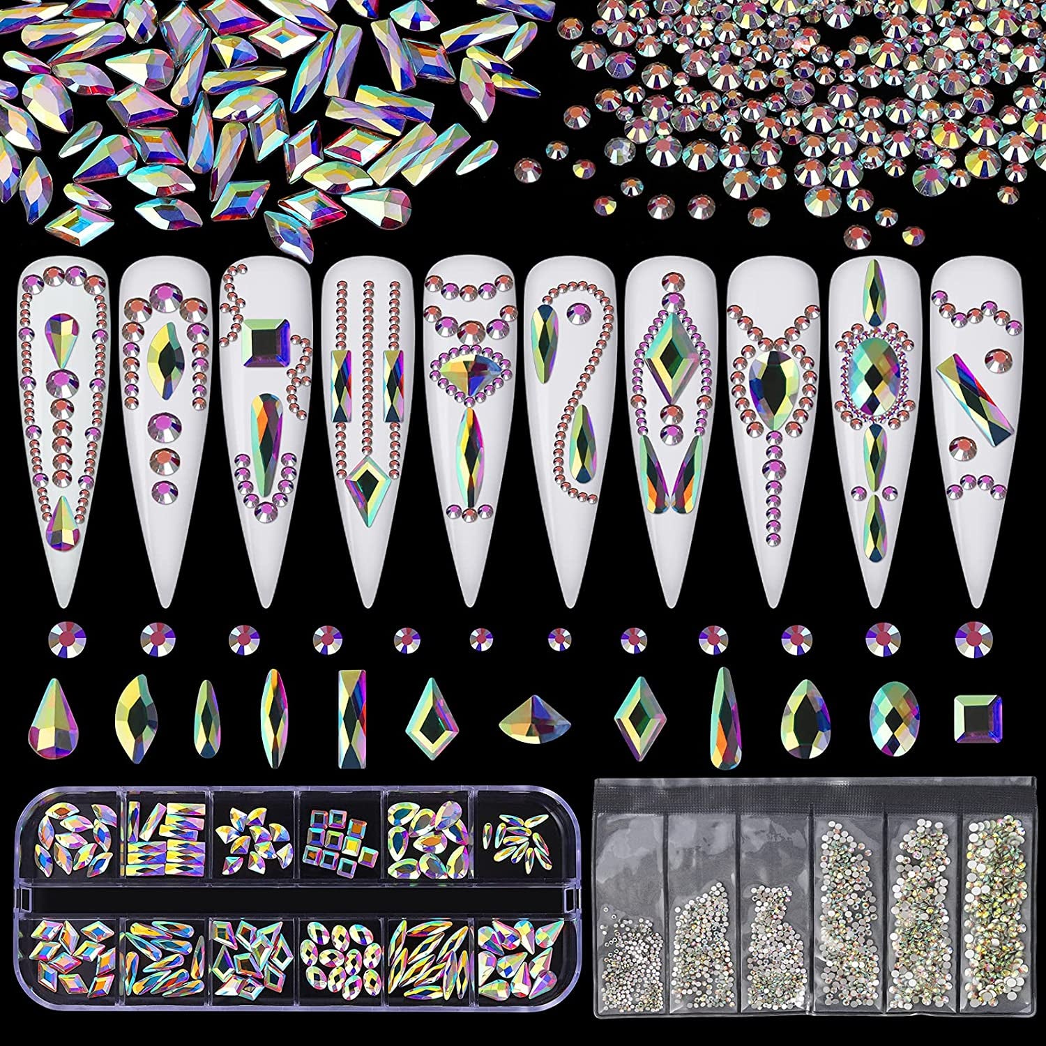 Artdone Nail Art Rhinestones 5000Pcs+2000Pcs+1728Pcs+120Pcs Multi Shapes Glass Crystal AB Rhinestones for Nail Gems with Tools and Nail Rhinestone Glue Nail Decoration and Accessories Kit. Health & Beauty > Personal Care > Cosmetics > Cosmetic Tools > Nail Tools Artdone   