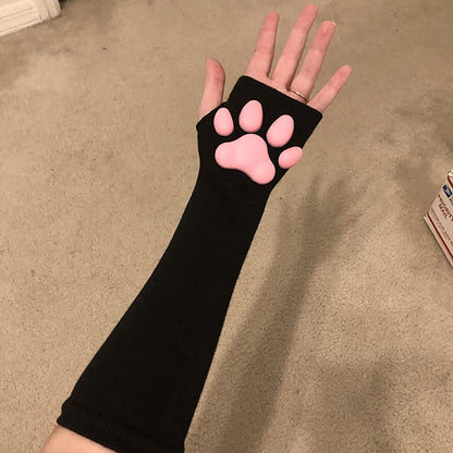 Cute Cat Paw Mittens Gloves, Kawaii Cat Cosplay Kawaii Soft 3D Toes Beans Fingerless Cat Claw Paws Pad Sleeve Apparel & Accessories > Clothing Accessories > Gloves & Mittens HOMEGYMFREE   