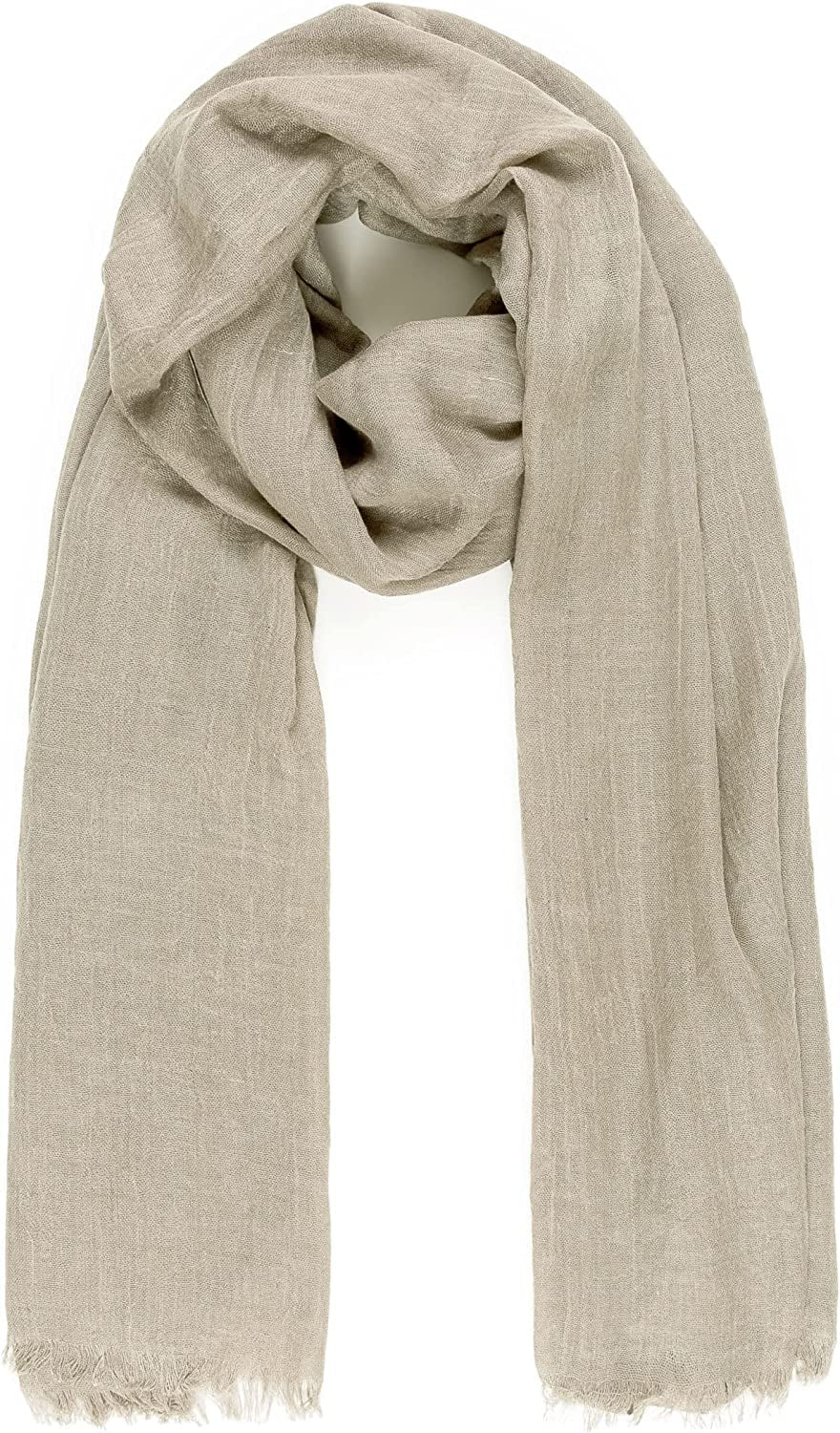 Scarfs for Women Fashion Lightweight Solid Colors Wrap Shawl for Fall Winter Apparel & Accessories > Clothing Accessories > Scarves & Shawls MIMOSITO 2 Fringed Edges, Light Taupe  