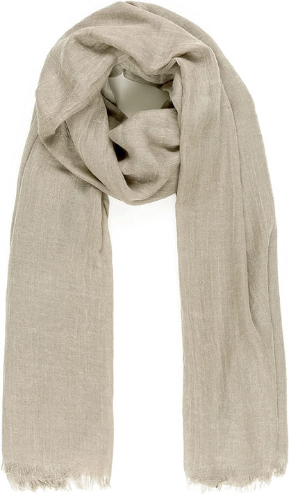Scarfs for Women Fashion Lightweight Solid Colors Wrap Shawl for Fall Winter Apparel & Accessories > Clothing Accessories > Scarves & Shawls MIMOSITO 2 Fringed Edges, Light Taupe  