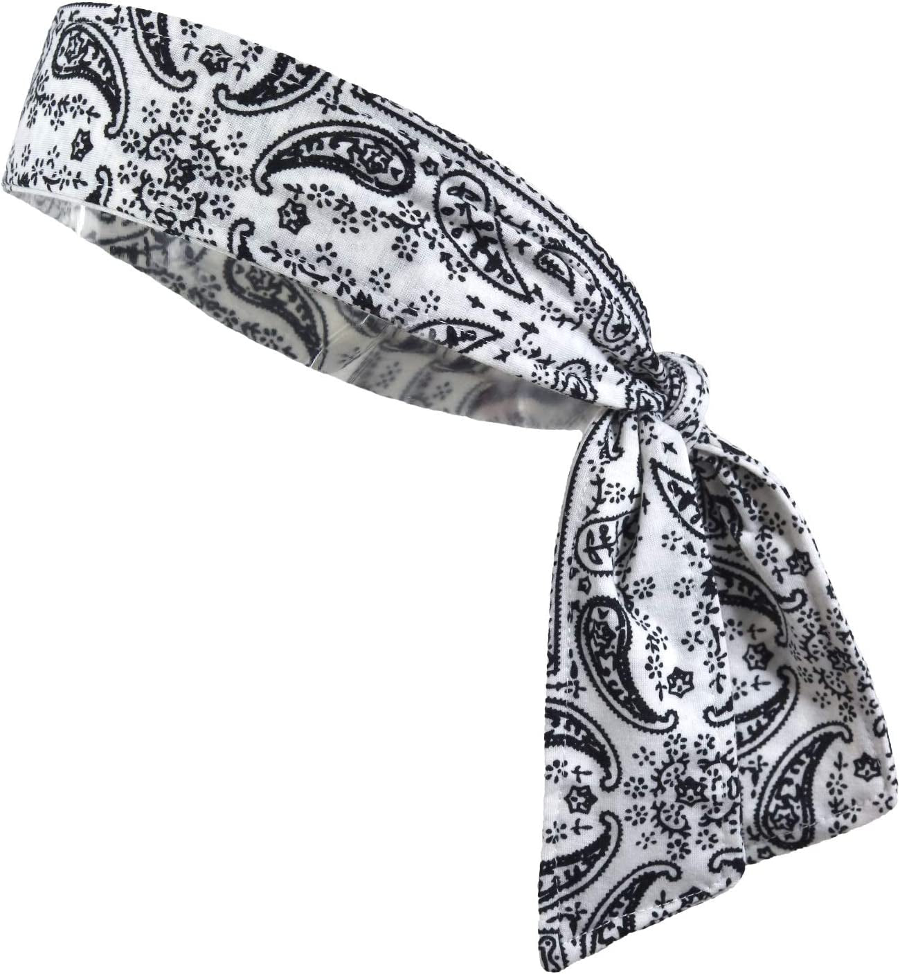 Kenz Laurenz Headbands Tie on Headband for Women Men Running Athletic Hair Head Band Elastic Sports Sweat Basketball Sweatband Stetchy Yoga Workout Sweatbands Adjustable Non-Slip Moisture Wicking Apparel & Accessories > Clothing Accessories > Bandanas & Headties Kenz Laurenz White Bandana  