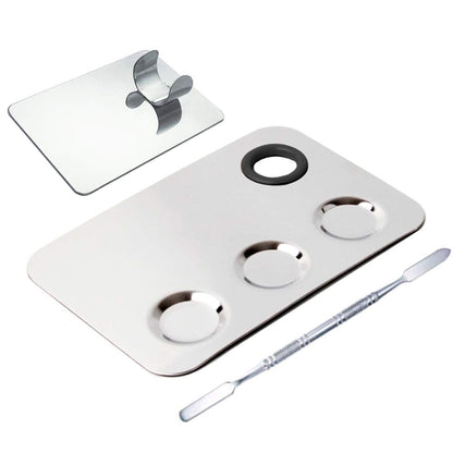 Cosmetic Palette with Mini Ring Palette and Spatula Set Tool 3-Wells Stainless Steel Mixing Makeup Palette Women Cosmetic Palette for Makeup Nail Art Accessories Pack of 3 Health & Beauty > Personal Care > Cosmetics > Cosmetic Tools > Makeup Tools Sumkyle   