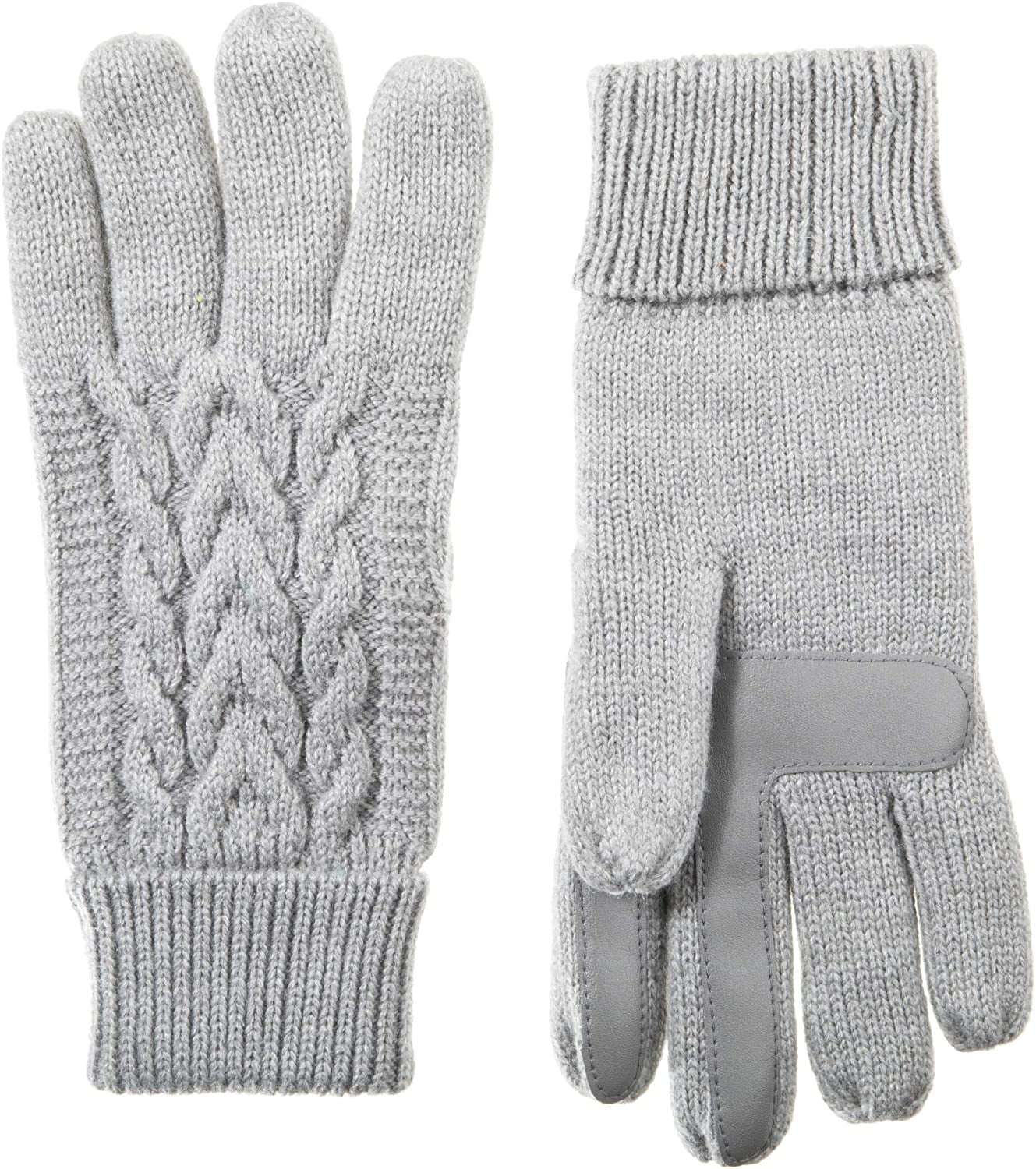 Isotoner Women'S Cable Knit Gloves with Touchscreen Palm Patches Apparel & Accessories > Clothing Accessories > Gloves & Mittens KYLIE MAX Heather Grey One Size 