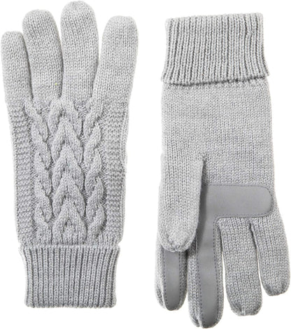 Isotoner Women'S Cable Knit Gloves with Touchscreen Palm Patches Apparel & Accessories > Clothing Accessories > Gloves & Mittens KYLIE MAX Heather Grey One Size 