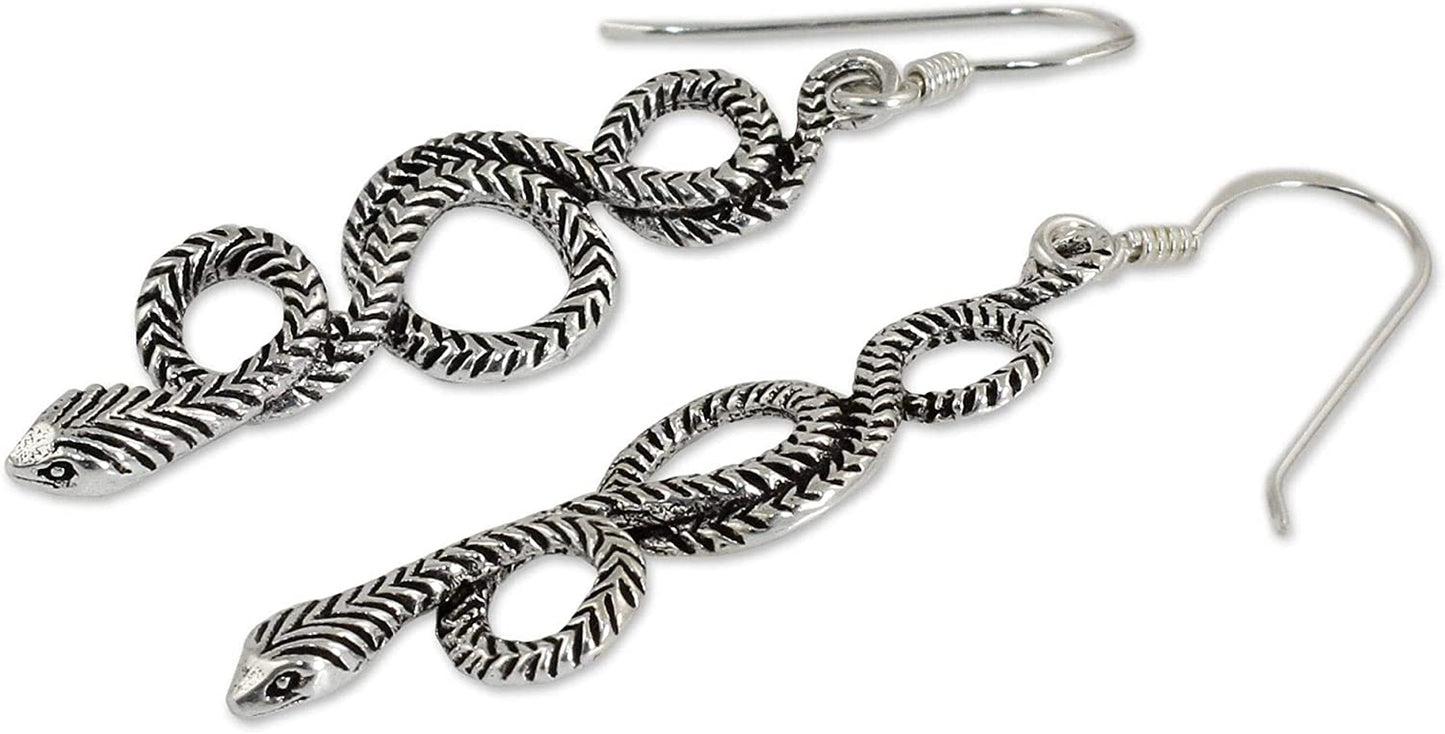 NOVICA Sterling Silver Snake Dangle Earrings, Infinity Serpent' Apparel & Accessories > Jewelry > Earrings NOVICA   