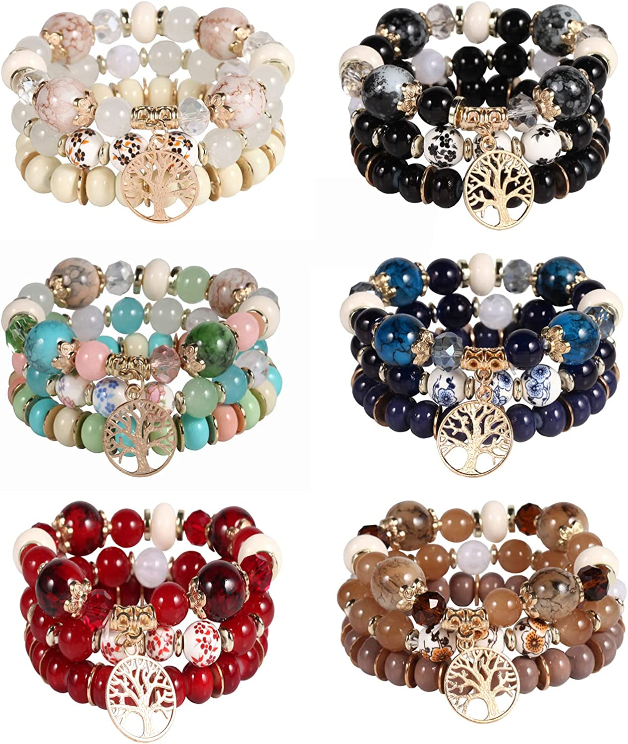 Solosoya Bohemian Boho Stackable Bracelets for Women Set, Girls Stretch Multilayer Stack Beads Colorful Beaded Charm Bracelets Girl Handmade Jewelry Apparel & Accessories > Jewelry > Bracelets Solosoya Color O  