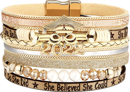 Fesciory Leather Wrap Bracelet for Women, Leopard Multi-Layer Magnetic Buckle Cuff Bracelet Jewelry Apparel & Accessories > Jewelry > Bracelets Fesciory B34-Graduation 2022  