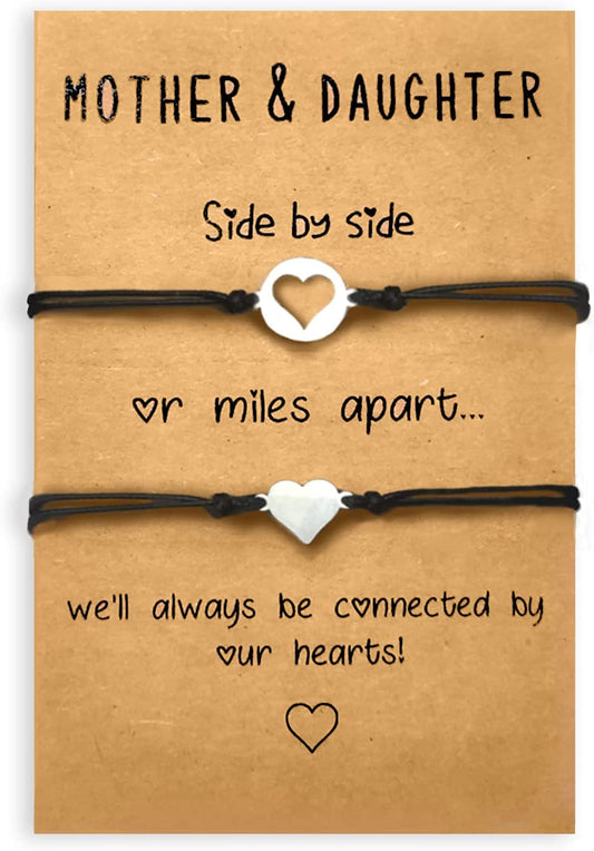 Cute Mothers Day Gifts from Daughter, Mother Daughter Bracelets with Gift Card, Mother and Daughter Matching Heart Wish Bracelets… Apparel & Accessories > Jewelry > Bracelets Ziwenhu 2  