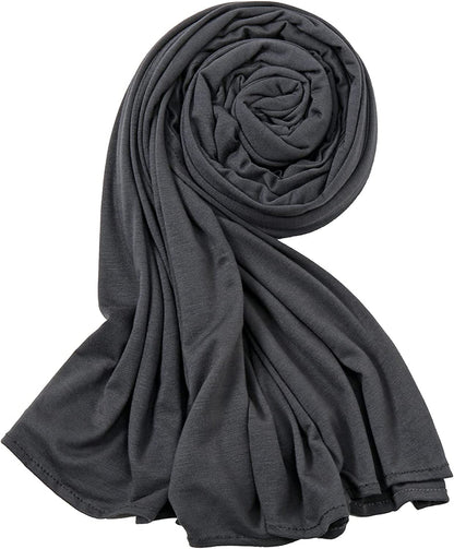 Hophor Soft Stretch Head Wrap Scarfs Long Turban Head Wrap Tie for Women Apparel & Accessories > Clothing Accessories > Bandanas & Headties Hophor Dark Gray  