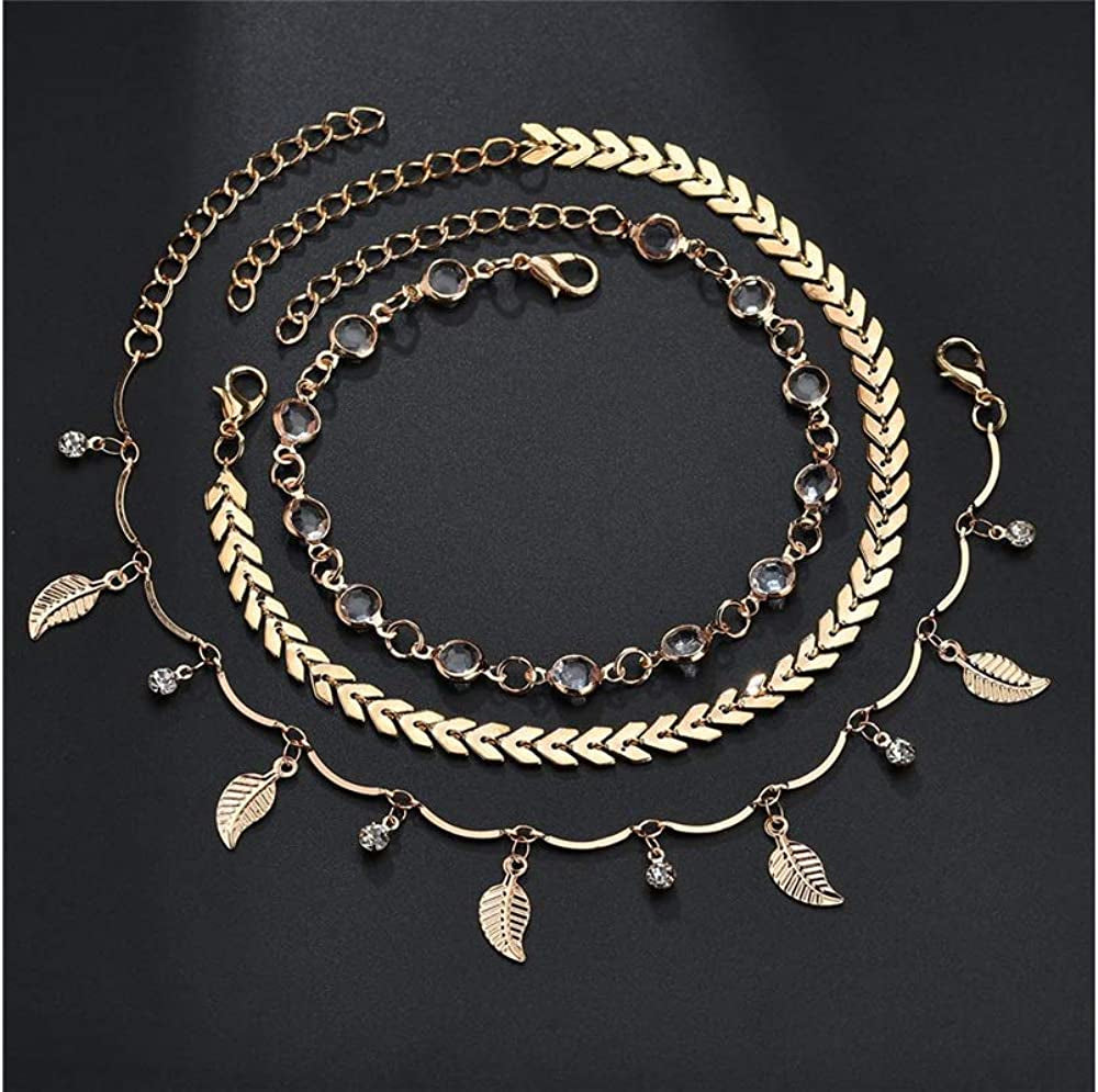 Fesciory 3 Pcs Ankle Bracelets for Women Gold Adjustable Layered Beach Anklet Set Girls Alloy Foot Chain Jewelry Apparel & Accessories > Jewelry > Anklets Fesciory   