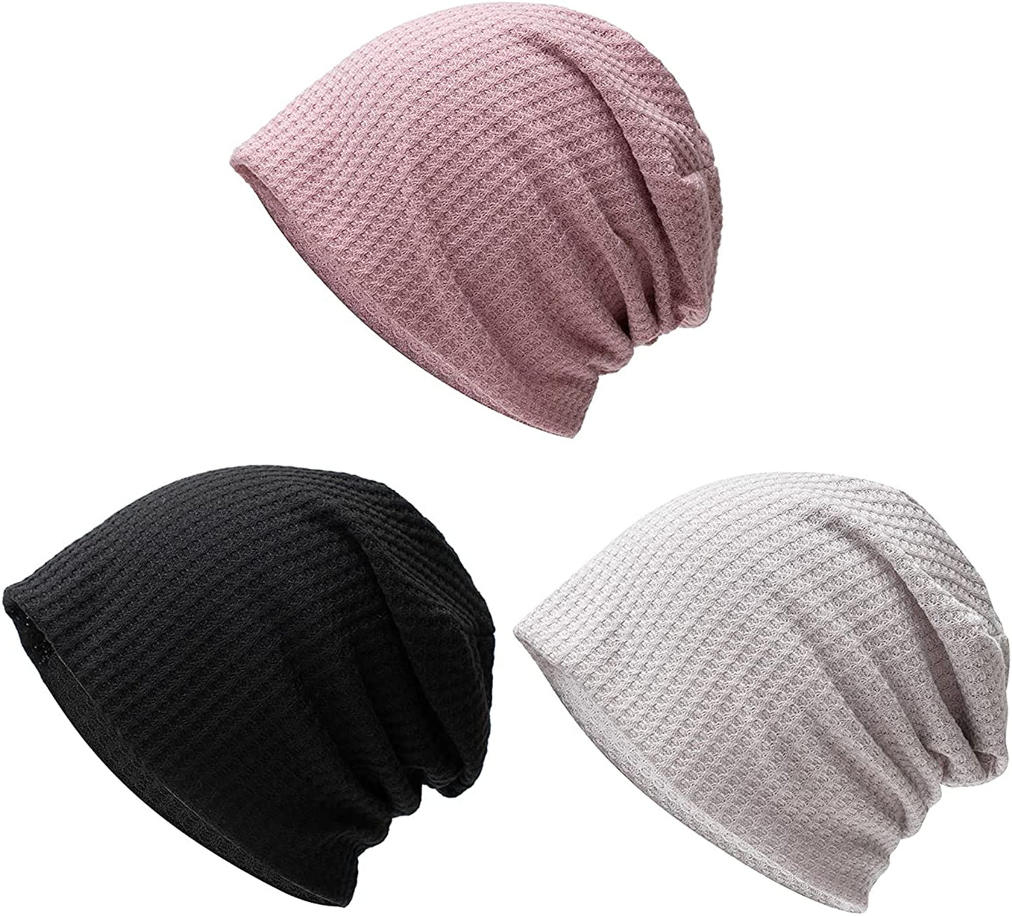 Century Star Unisex Baggy Lightweight Hip-Hop Soft Cotton Slouchy Stretch Beanie Hat Apparel & Accessories > Clothing Accessories > Headwear Century Star Z Black& Dark Pink& Light Grey One Size 