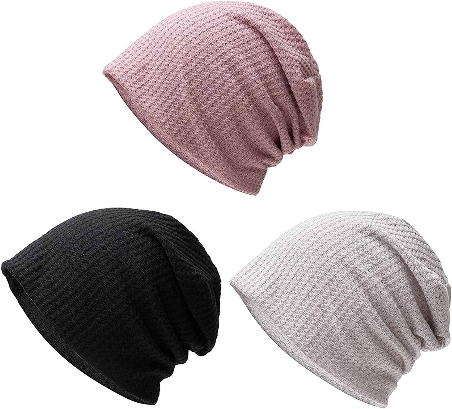 Century Star Unisex Baggy Lightweight Hip-Hop Soft Cotton Slouchy Stretch Beanie Hat Apparel & Accessories > Clothing Accessories > Headwear Century Star Z Black& Dark Pink& Light Grey One Size 
