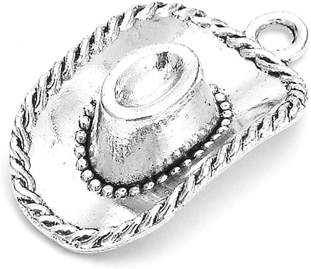 60Pcs Cowboy Hat Charms DIY Jewelry Making Pendant Fit Bracelet Necklace Vintage Antique Silver