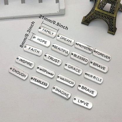60Pcs Inspirational Charms Pendants for Jewelry Making,Mixed Motivational Words Pendants Beads Charms DIY Craft Supplies Bracelet Charms Bulk for Jewelry Necklaces Bracelet Making Keychains