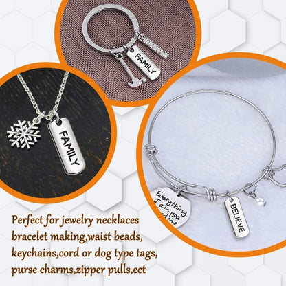 60Pcs Inspirational Charms Pendants for Jewelry Making,Mixed Motivational Words Pendants Beads Charms DIY Craft Supplies Bracelet Charms Bulk for Jewelry Necklaces Bracelet Making Keychains