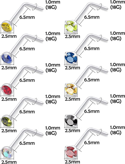 Lsnevsie 18G 20G 22G Stainless Steel Opal Nose Rings Studs for Women Men Nose Piercing Jewelry Top Diamond 1.5Mm 2Mm 2.5Mm 3Mm Apparel & Accessories > Jewelry > Body Jewelry Generic   