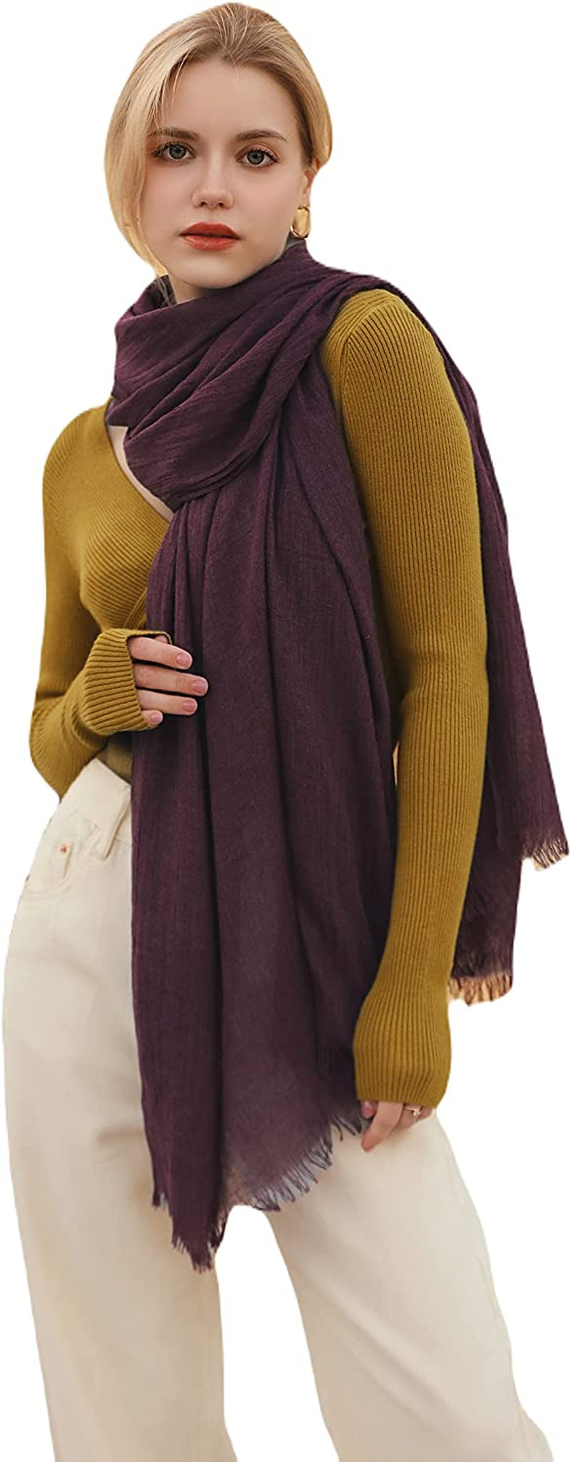 Jeelow Cotton Feel Scarf Shawl Wrap Soft Lightweight Scarves and Wraps for Men Women Apparel & Accessories > Clothing Accessories > Scarves & Shawls Jeelow Fuchsia  