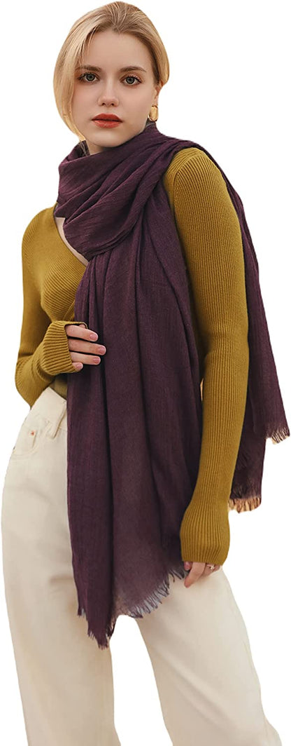 Jeelow Cotton Feel Scarf Shawl Wrap Soft Lightweight Scarves and Wraps for Men Women Apparel & Accessories > Clothing Accessories > Scarves & Shawls Jeelow Fuchsia  