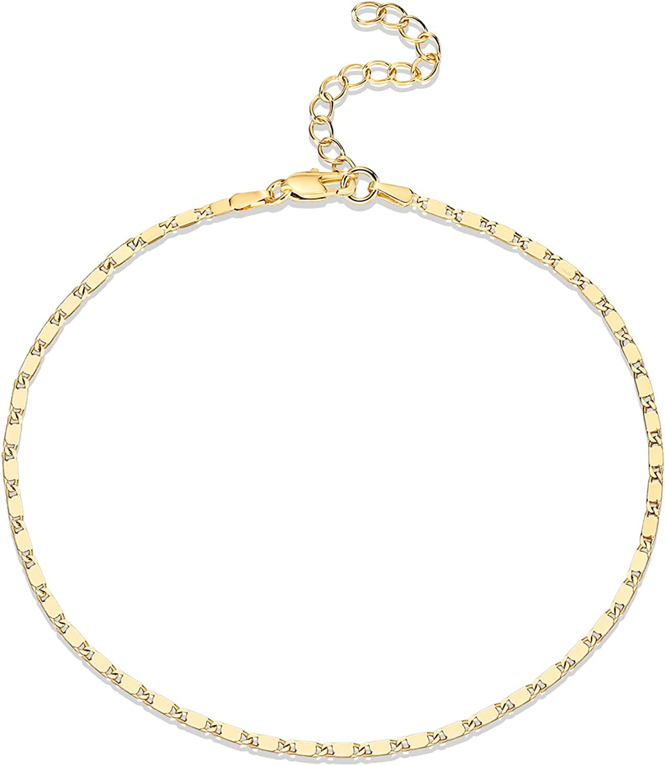 PAVOI 14K Gold Plated Charm Link Flat Gold Anklets for Women Apparel & Accessories > Jewelry > Anklets PAVOI Marina yellow plated 
