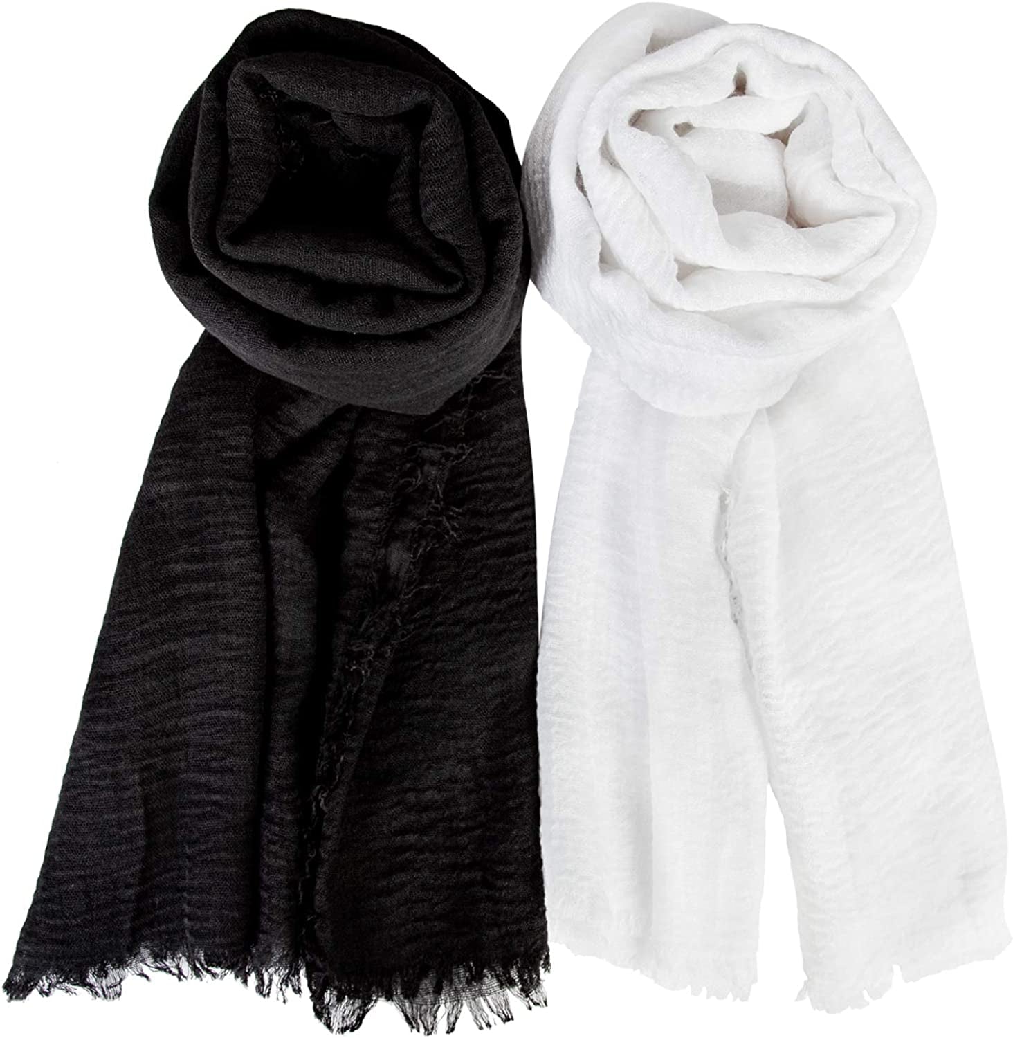 Chalier Hijab Scarfs Shawl Set for Women, Fashion Soft Scarves Lightweight Head Scarf for All Season(White) Apparel & Accessories > Clothing Accessories > Scarves & Shawls Chalier   