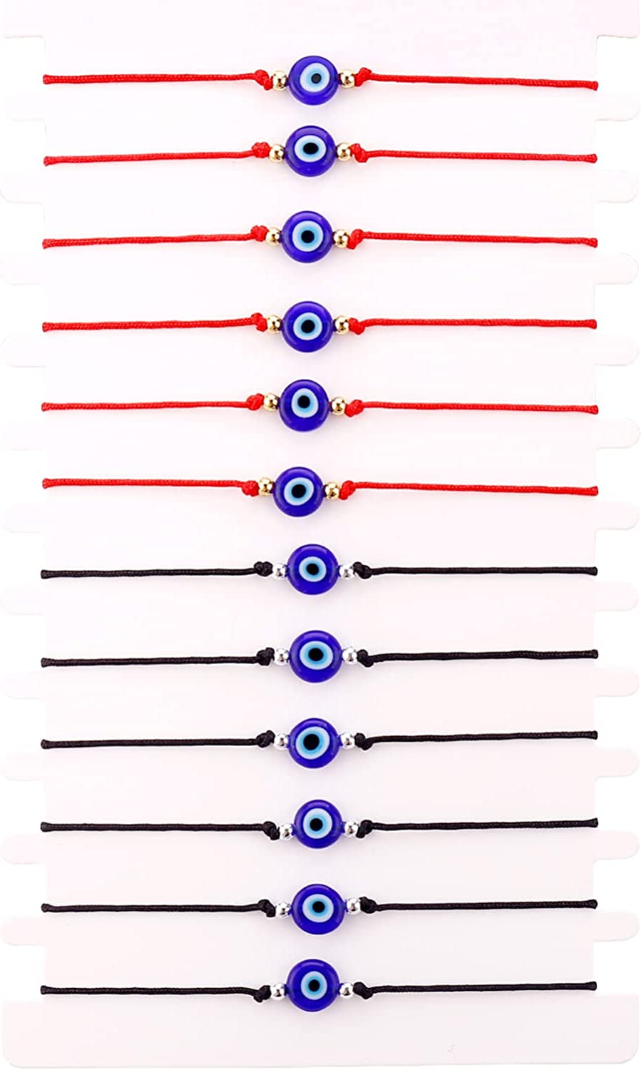 Hand Made 12Pcs Evil Eye Bracelets Pack Bulk Set Women Men Evil Eye Anklet Jewelry Protection Braclet Black Red String Boys&Girls Apparel & Accessories > Jewelry > Anklets SUMMER LOVE 6 Red+6 Black  