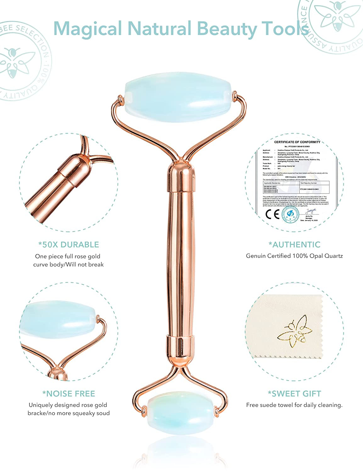 Gua Sha Jade Roller,Rose Quartz Face Roller Skin Care Tools,Beauty Facial Massager,Eye Roller for Puffy Eyes,Self Care Gifts for Women,Hanabee Skincare Sets & Kits (Moonstone) Health & Beauty > Personal Care > Cosmetics > Cosmetic Tools > Skin Care Tools HANABEE   