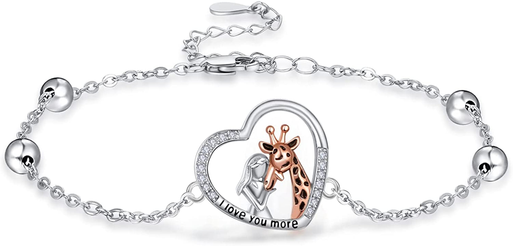 TANGPOET 925 Sterling Silver Anklet Bracelet for Women, Dainty Charm Bracelets Animal Jewelry Birthday Gifts for Mother Daughter Teens Girls Apparel & Accessories > Jewelry > Anklets TANGPOET Giraffe with Girl Bracelet  