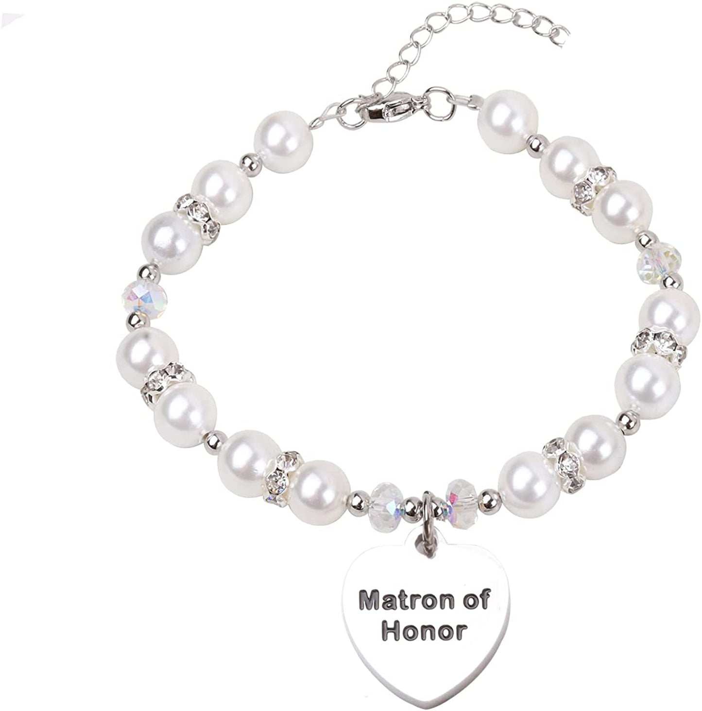 Junior Bridesmaid Bracelet Wedding Party Gifts Bridesmaid Bracelet Maid of Honot Bracelet Matron of Honor Jewerly Bridal Party Gift Bridesmaid Gift Apparel & Accessories > Jewelry > Bracelets AZFEIYA Matron of honor-W  