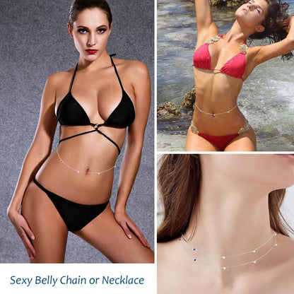 Sllaiss 925 Sterling Silver Sexy Belly Waist Chain Body Jewelry for Women Beach Bikini Belly Silver Chain Belt Apparel & Accessories > Jewelry > Body Jewelry Sllaiss   
