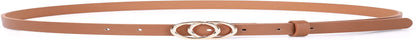Double Ring Leather Belts for Women SANSTHS O-Style Gold Buckle Skinny Dress Belt 0.86 Inch Width for Jeans Pants Apparel & Accessories > Clothing Accessories > Belts SANSTHS D-brown ( Gold Buckle ) Fit Pants Size 19-25Inch 