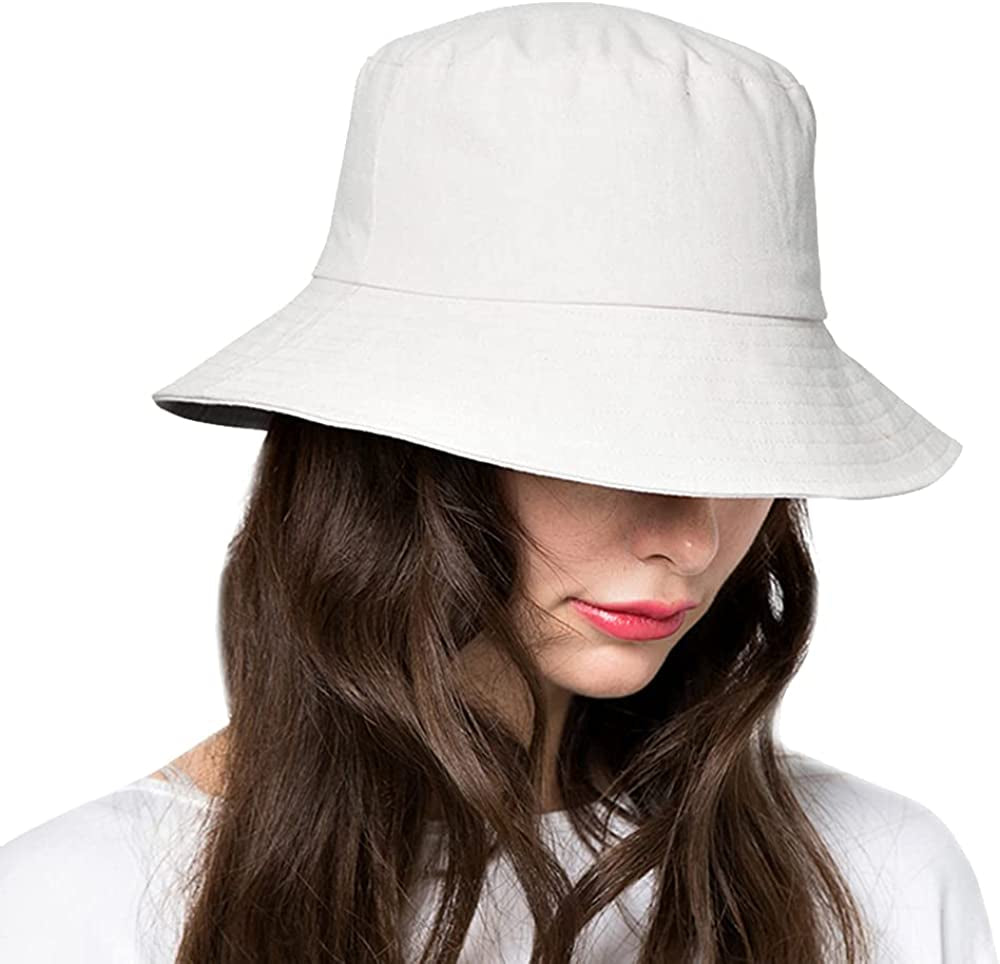 Bucket Hats for Women Sun Beach Hat Teens Girls Wide Brim Summer Fisherman'S Caps UPF 50+ Apparel & Accessories > Clothing Accessories > Hats KYLIE MAX A2-white  