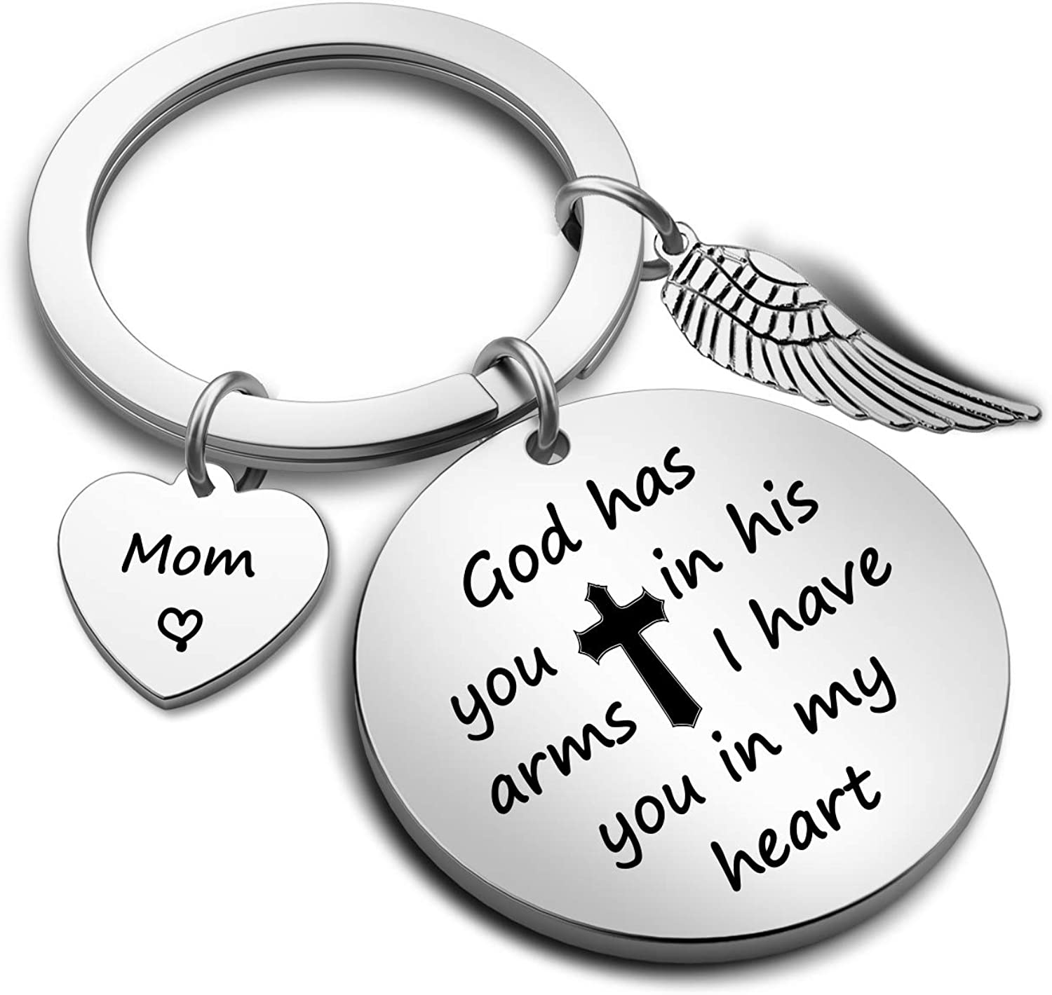 Memorial Bracelet Keychain Dad Mom in Heaven Loss Memorial Jewelry Sympathy Gift for Loss of Mom Dad Grandma Grandpa Apparel & Accessories > Jewelry > Bracelets EIGSO god has you mom KR  