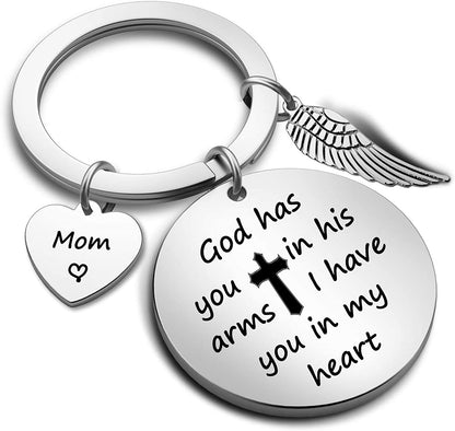 Memorial Bracelet Keychain Dad Mom in Heaven Loss Memorial Jewelry Sympathy Gift for Loss of Mom Dad Grandma Grandpa Apparel & Accessories > Jewelry > Bracelets EIGSO god has you mom KR  