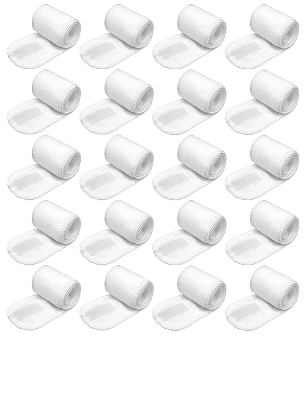 Spa Headband Hair Wrap EUICAE Sweat Headband Head Wrap Hair Towel Wrap Non-Slip Stretchable Washable Makeup Headband for Face Wash Facial Treatment Sport Fits All White (Mixed Color) Apparel & Accessories > Clothing Accessories > Bandanas & Headties EUICAE White 50pcs  