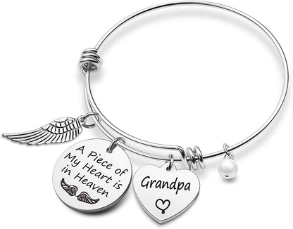 Memorial Bracelet Keychain Dad Mom in Heaven Loss Memorial Jewelry Sympathy Gift for Loss of Mom Dad Grandma Grandpa Apparel & Accessories > Jewelry > Bracelets EIGSO piece heaven grandpa BR  