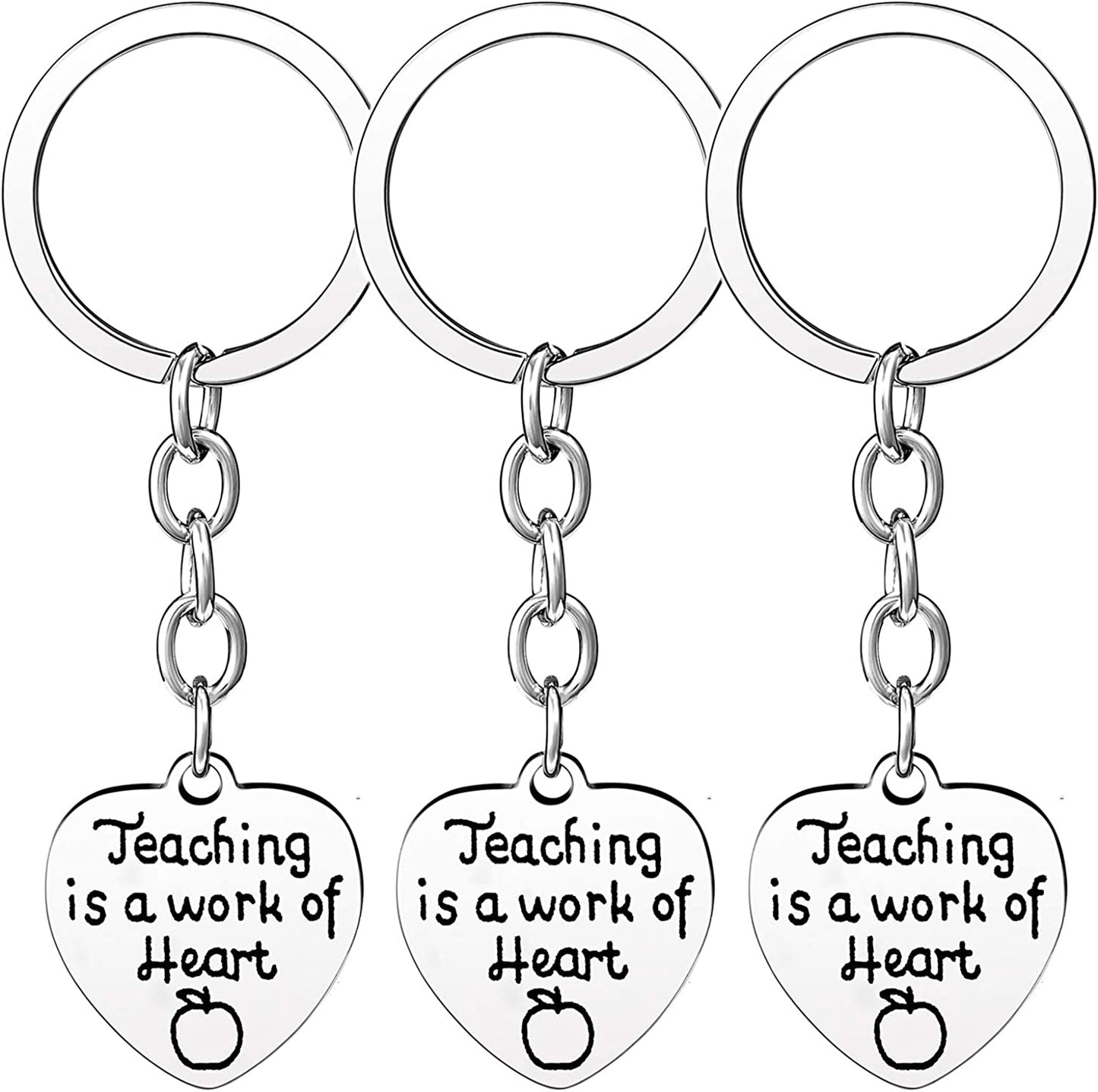 Pack of 3 Teacher Bangles Gifts for Teacher Open School Gifts for Teachers Thank You Bangle Bracelets Apparel & Accessories > Jewelry > Bracelets Nzztont 3PCs Keychain Heart Style 19- Teaching Is A Work Of Heart  