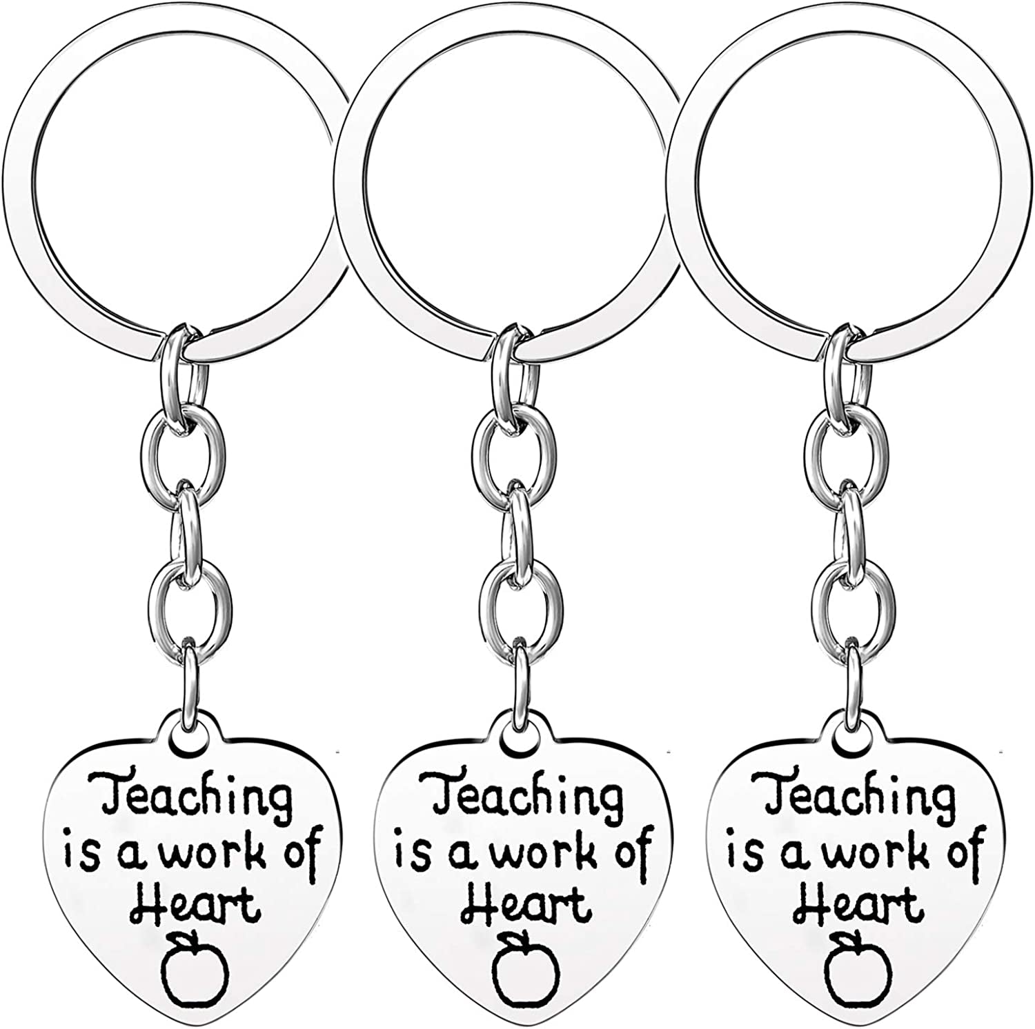 Pack of 3 Teacher Bangles Gifts for Teacher Open School Gifts for Teachers Thank You Bangle Bracelets Apparel & Accessories > Jewelry > Bracelets Nzztont 3PCs Keychain Heart Style 19- Teaching Is A Work Of Heart  