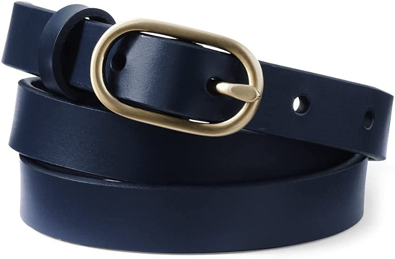 Lands' End Women'S Skinny Leather Belt Apparel & Accessories > Clothing Accessories > Belts Lands' End Deep Sea Navy 1X 
