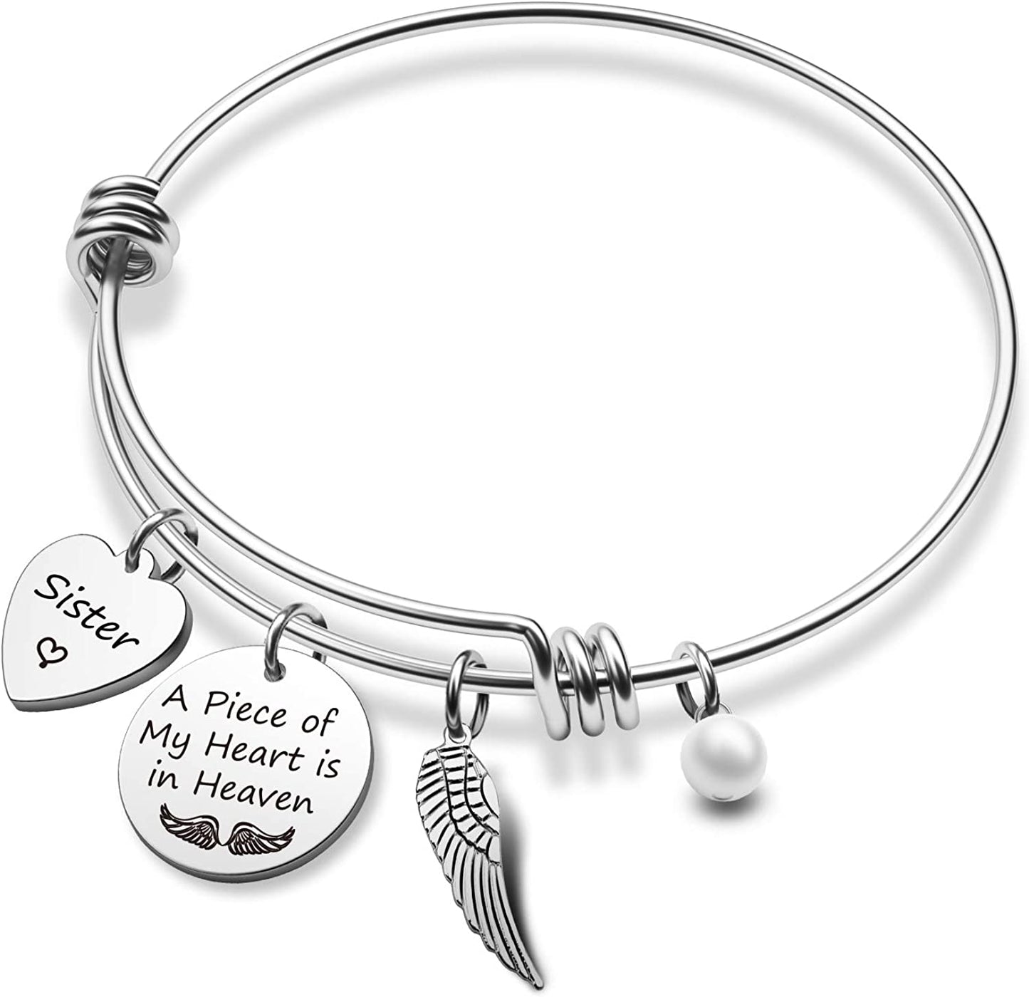 Memorial Bracelet Keychain Dad Mom in Heaven Loss Memorial Jewelry Sympathy Gift for Loss of Mom Dad Grandma Grandpa Apparel & Accessories > Jewelry > Bracelets EIGSO Piece Sister BR  