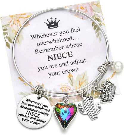 Inspirational Charm Bracelets Gifts for Aunt Mom Godmother Grandma Niece Sister Goddaughter Daughter Granddaughter Best Friend, Birthday Bangle Jewelry Gifts for Women and Teen Girls Apparel & Accessories > Jewelry > Bracelets Miss Pink Niece  